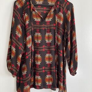Tucker Silk Blouse Southwest print